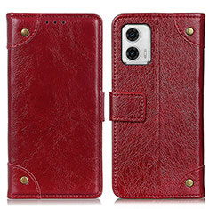 Leather Case Stands Flip Cover Holder K06Z for Motorola Moto G73 5G Red