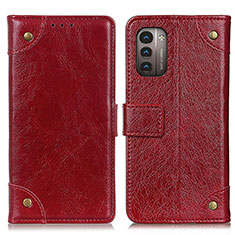 Leather Case Stands Flip Cover Holder K06Z for Nokia G21 Red