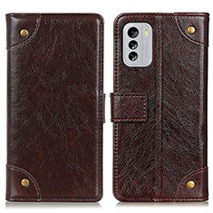 Leather Case Stands Flip Cover Holder K06Z for Nokia G60 5G Brown