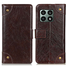 Leather Case Stands Flip Cover Holder K06Z for OnePlus 10 Pro 5G Brown