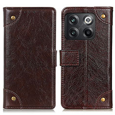 Leather Case Stands Flip Cover Holder K06Z for OnePlus 10T 5G Brown