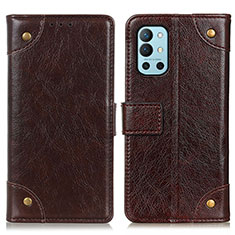 Leather Case Stands Flip Cover Holder K06Z for OnePlus 9R 5G Brown