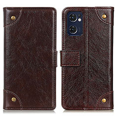 Leather Case Stands Flip Cover Holder K06Z for OnePlus Nord CE 2 5G Brown