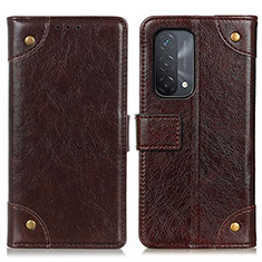 Leather Case Stands Flip Cover Holder K06Z for OnePlus Nord N200 5G Brown