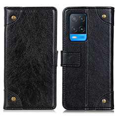 Leather Case Stands Flip Cover Holder K06Z for Oppo A54 4G Black