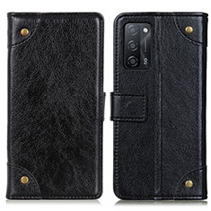 Leather Case Stands Flip Cover Holder K06Z for Oppo A55 5G Black