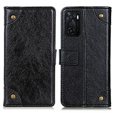 Leather Case Stands Flip Cover Holder K06Z for Oppo A55S 5G Black