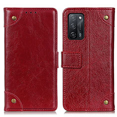 Leather Case Stands Flip Cover Holder K06Z for Oppo A56 5G Red