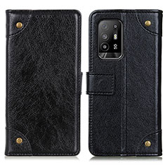 Leather Case Stands Flip Cover Holder K06Z for Oppo A94 5G Black