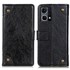 Leather Case Stands Flip Cover Holder K06Z for Oppo F21 Pro 4G Black