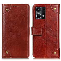 Leather Case Stands Flip Cover Holder K06Z for Oppo F21 Pro 4G Light Brown