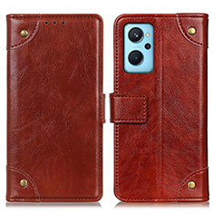 Leather Case Stands Flip Cover Holder K06Z for Oppo K10 4G Light Brown