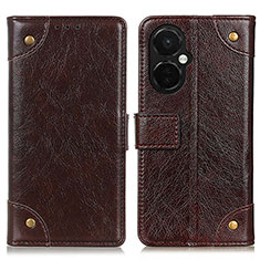 Leather Case Stands Flip Cover Holder K06Z for Oppo K11x 5G Brown