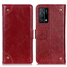 Leather Case Stands Flip Cover Holder K06Z for Oppo K9 5G Red