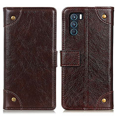 Leather Case Stands Flip Cover Holder K06Z for Oppo K9 Pro 5G Brown