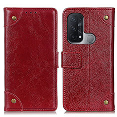 Leather Case Stands Flip Cover Holder K06Z for Oppo Reno5 A Red