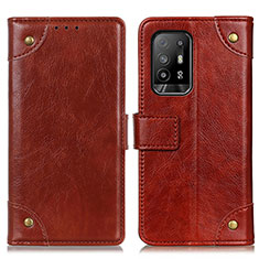Leather Case Stands Flip Cover Holder K06Z for Oppo Reno5 Z 5G Light Brown