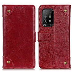 Leather Case Stands Flip Cover Holder K06Z for Oppo Reno5 Z 5G Red