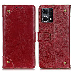 Leather Case Stands Flip Cover Holder K06Z for Oppo Reno7 4G Red