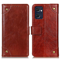 Leather Case Stands Flip Cover Holder K06Z for Oppo Reno7 5G Light Brown
