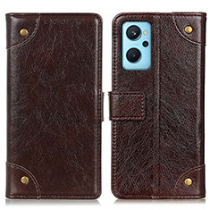 Leather Case Stands Flip Cover Holder K06Z for Realme 9i 4G Brown