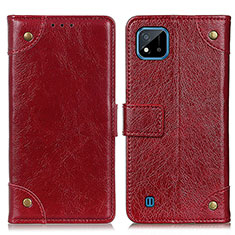 Leather Case Stands Flip Cover Holder K06Z for Realme C20A Red