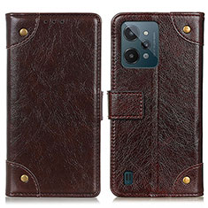 Leather Case Stands Flip Cover Holder K06Z for Realme C31 Brown