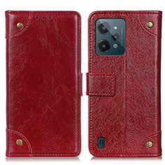 Leather Case Stands Flip Cover Holder K06Z for Realme C31 Red