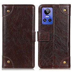 Leather Case Stands Flip Cover Holder K06Z for Realme GT Neo3 5G Brown