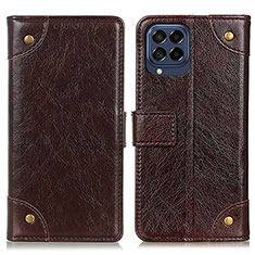 Leather Case Stands Flip Cover Holder K06Z for Samsung Galaxy M53 5G Brown