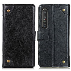 Leather Case Stands Flip Cover Holder K06Z for Sony Xperia 1 III Black