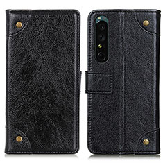 Leather Case Stands Flip Cover Holder K06Z for Sony Xperia 1 IV Black