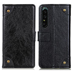 Leather Case Stands Flip Cover Holder K06Z for Sony Xperia 1 IV SO-51C Black