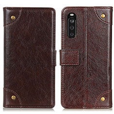 Leather Case Stands Flip Cover Holder K06Z for Sony Xperia 10 III Lite Brown