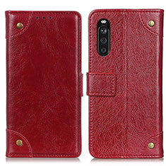 Leather Case Stands Flip Cover Holder K06Z for Sony Xperia 10 III SO-52B Red