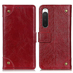 Leather Case Stands Flip Cover Holder K06Z for Sony Xperia 10 IV SO-52C Red