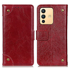 Leather Case Stands Flip Cover Holder K06Z for Vivo V23 5G Red