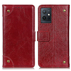 Leather Case Stands Flip Cover Holder K06Z for Vivo Y33e 5G Red