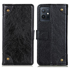 Leather Case Stands Flip Cover Holder K06Z for Vivo Y55s 5G Black