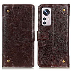 Leather Case Stands Flip Cover Holder K06Z for Xiaomi Mi 12 Pro 5G Brown