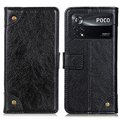 Leather Case Stands Flip Cover Holder K06Z for Xiaomi Poco X4 Pro 5G Black