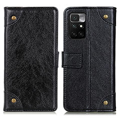 Leather Case Stands Flip Cover Holder K06Z for Xiaomi Redmi 10 4G Black
