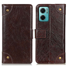 Leather Case Stands Flip Cover Holder K06Z for Xiaomi Redmi 11 Prime 5G Brown