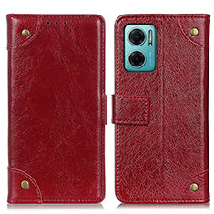 Leather Case Stands Flip Cover Holder K06Z for Xiaomi Redmi 11 Prime 5G Red