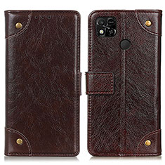 Leather Case Stands Flip Cover Holder K06Z for Xiaomi Redmi 9C Light Brown