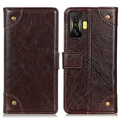 Leather Case Stands Flip Cover Holder K06Z for Xiaomi Redmi K50 Gaming 5G Brown