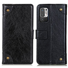 Leather Case Stands Flip Cover Holder K06Z for Xiaomi Redmi Note 10 5G Black