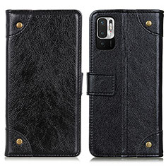 Leather Case Stands Flip Cover Holder K06Z for Xiaomi Redmi Note 10 JE 5G Black