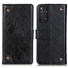 Leather Case Stands Flip Cover Holder K06Z for Xiaomi Redmi Note 11 4G (2022) Black