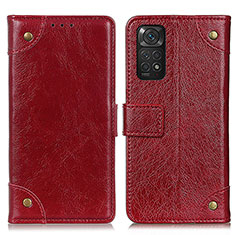 Leather Case Stands Flip Cover Holder K06Z for Xiaomi Redmi Note 11S 4G Red